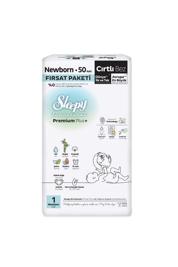 Sleepy Bio Natural Premium Plus Gross Paket Bebek Bezi 1 Numara Newborn 100 Adet