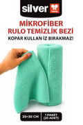 SİLVER HOME 20'li Rulo Mikrofiber Temizlik Bezi 25x30 cm Çok Amaçlı Kopart Kullan Kaliteli Eko Paket