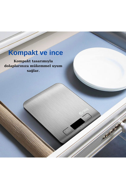 bydiz By-Dijital Kg Mutfak Terazisi - Paslanmaz Çelik Yüzeyli Hassas Mutfak Tartısı gr Hassasiyet - Görsel 6