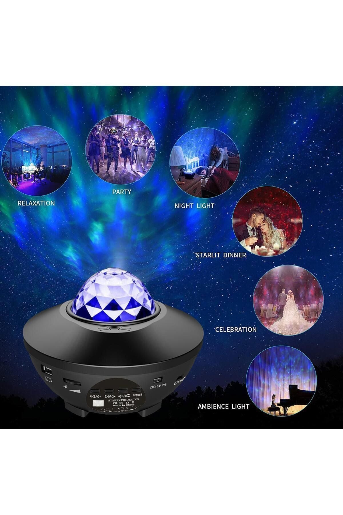 nextbuyıldızlı Projektör Tavan Bulutsu Galaxy Lazer Işıklı Disko Topu Bluetoothoparlör Parti Led Lambası - Görsel 5