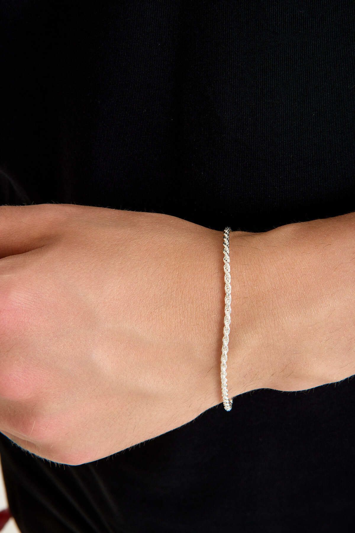 ANDA 925 Ayar Gümüş Unisex Burgu Halat Bileklik 2mm
