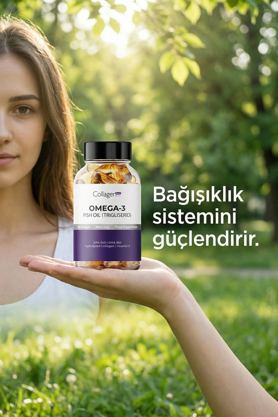Collagen Forte Platinum Omega-3 Premium Fish Oil 90 Softgel X 1000mg, Balık Yağı, Hidrolize Kolajen & C Vitamini