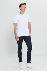 AC&Co / Altınyıldız Classics Erkek/unisex Beyaz %100 Pamuk Slim Fit Dar Kesim Bisiklet Yaka Basic Tişört - Siyah