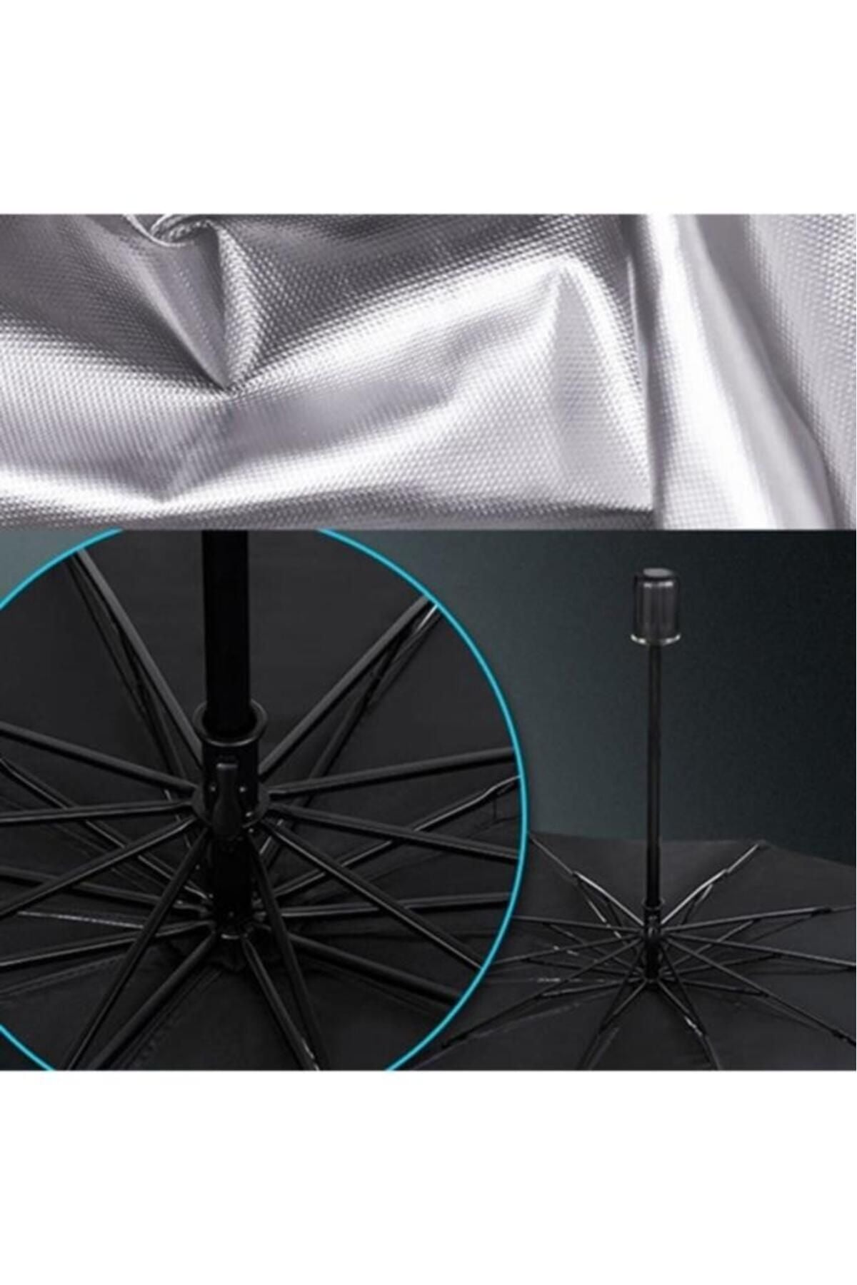 Ally Mobile Ally Araba Güneş Gölge Koruyucu Şemsiye Oto Ön Cam Güneşlik(145cm*79cm) Siyah,gri - Siyah 8