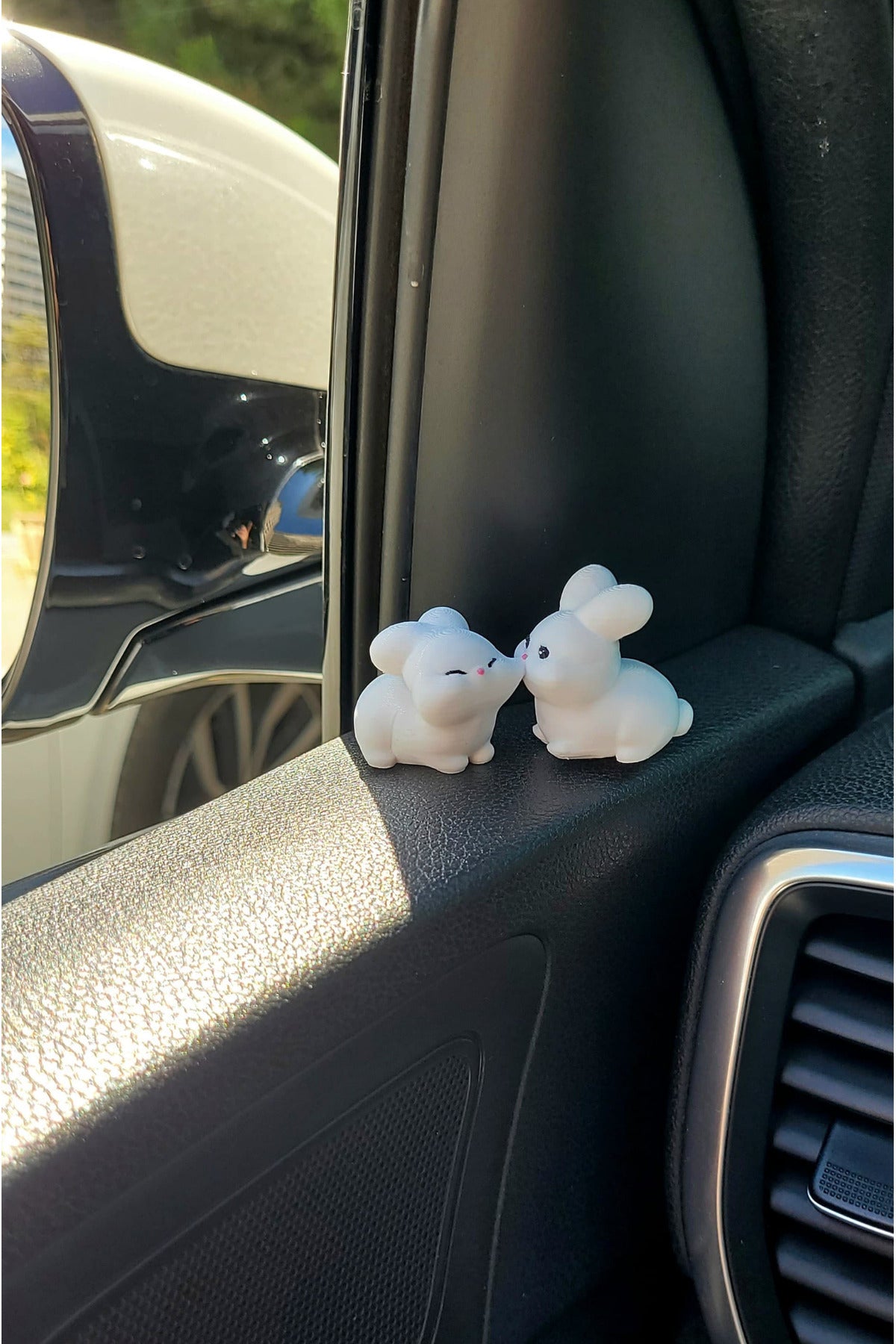 Genel Markalar Tatlı Tavşan Çift Sert Plastik Araba Süsü, Çift Hediye, Minik Süs, Tavşan Çift