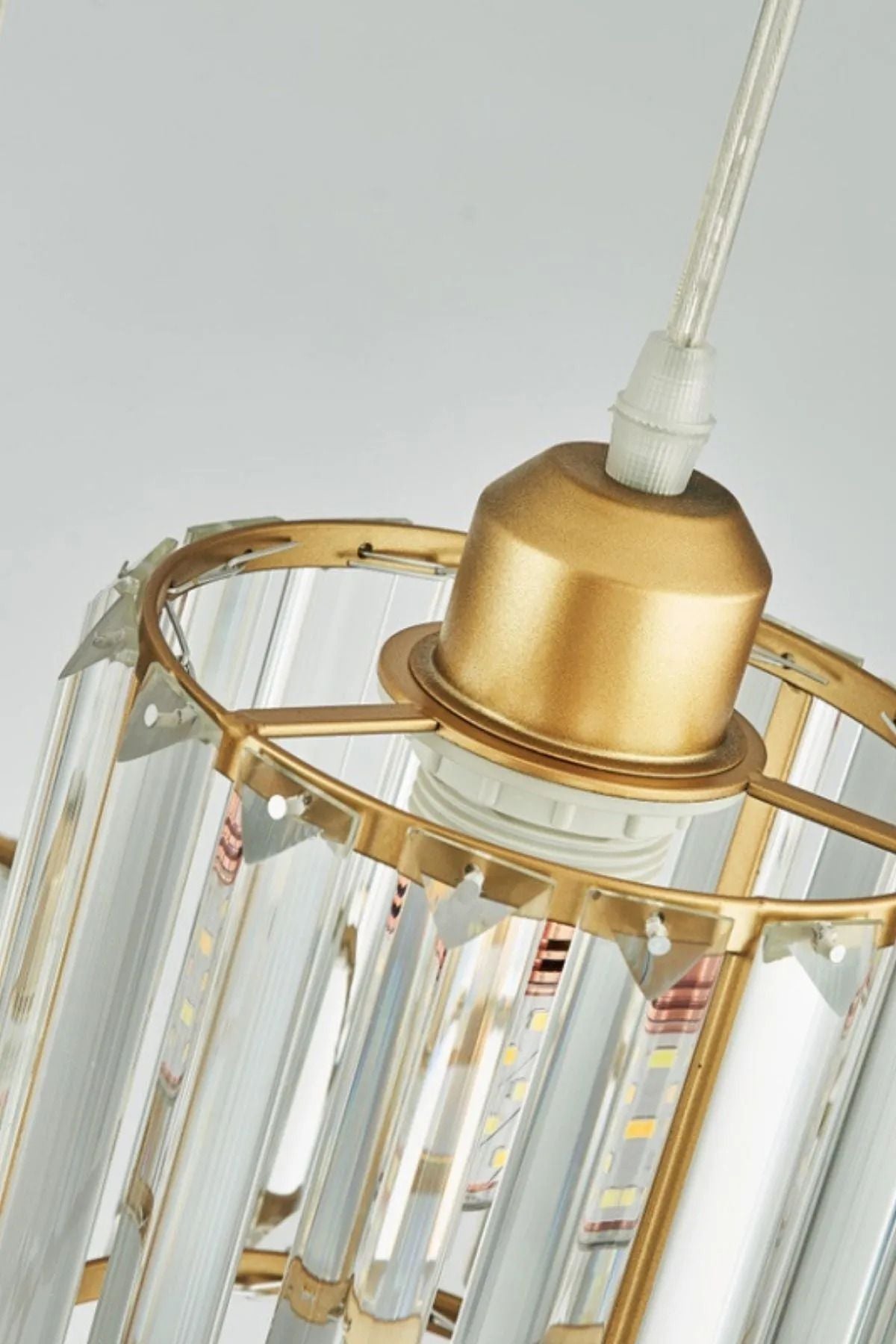 Luna Lighting Radiosa Gold Renkristal Taşlı Dekoratif Modern Salon Mutfak Hol Odantre Üçlü Sarkıt Avize - Görsel 4