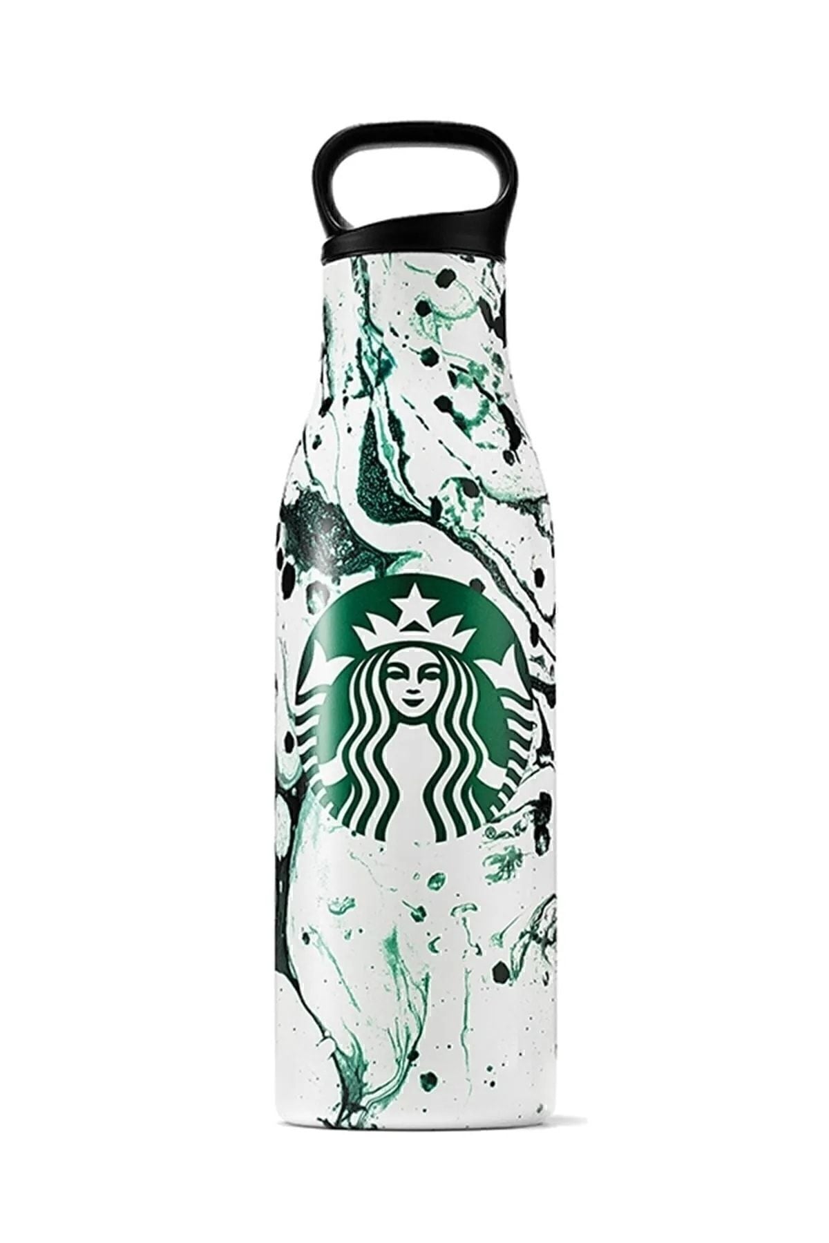 Starbucks ® Yeşil Beyaz Desenli Termos Paslanmaz Çelik Su Şişesi 532 Ml