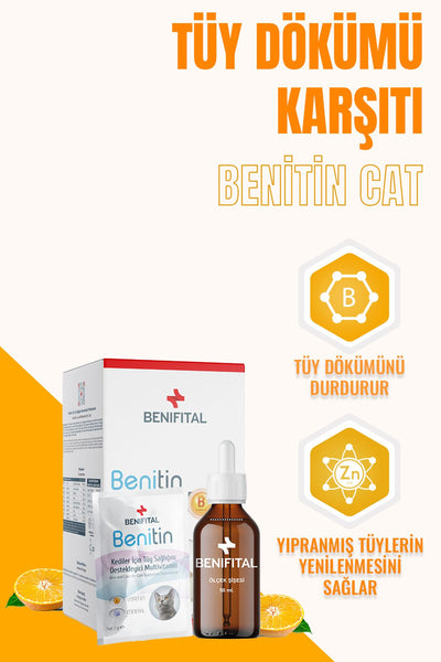 Benifital Benitin Kediler Için Tüy Sağlığı Destekleyici Multivitamin Kedi Tüy Dökümü Önleyici Damla Biyotin