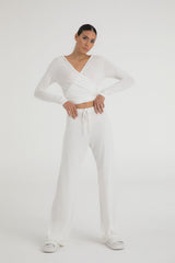 SHEISMONO Ultra Soft Bağcıklı Pantolon Siyah - Ekru