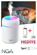 NGA 300 ml H2O Ultrasonik Ledli Hava Nemlendirici Buhar Makinesi Ve Aroma Difüzörü - Koku Hediyeli