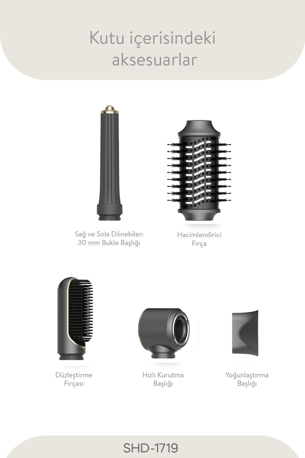 Sinbo Pro Airwrap Compact Uzun Multi-Styler Hava Üfleme inBldc Saç Şekillendirici -Graphite Gray - Görsel 8