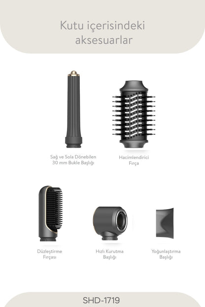Sinbo Pro Airwrap Compact Uzun Multi-Styler Hava Üfleme inBldc Saç Şekillendirici -Graphite Gray - Görsel 8