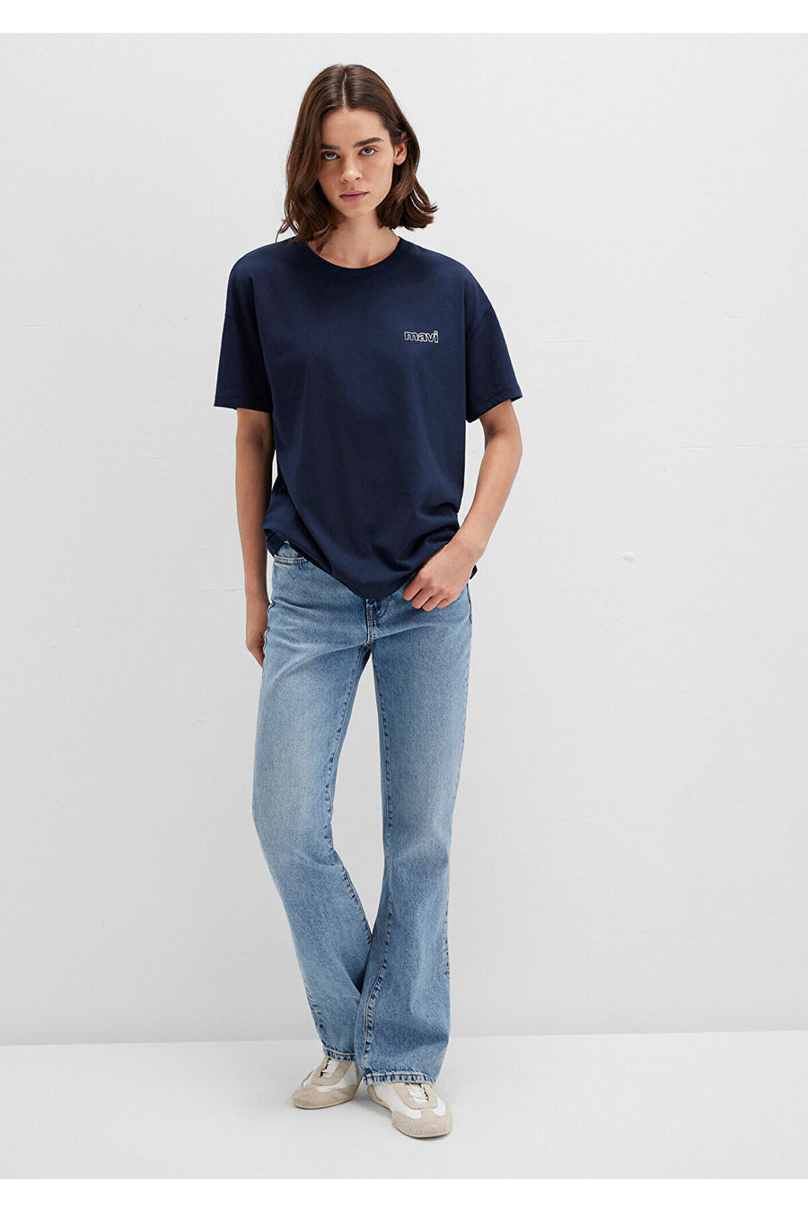 Mavi Logo Baskılı Lacivert Tişört Loose Fit / Bol Rahat Kesim 1611309-70490