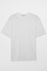 GRIMELANGE Solo Erkek %100 Organik Pamuklu Kalın Dokulu Comfort Fit Bisiklet Yakalı Siyah T-shirt - Beyaz