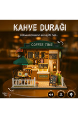 NoviHobby 3D Puzzle Ahşap Minyatür Maket Kiti DIY Kendin Yap Led Işıklandırmalı Maket Ev