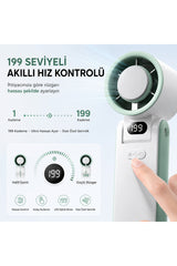 TARÇIN Y19S Taşınabilir Turbo Fan 199 Kademe Dijital Ekranlı Şarjlı El Fanı Boyun Askılı Masaüstü Mini Vantilatör Type-C