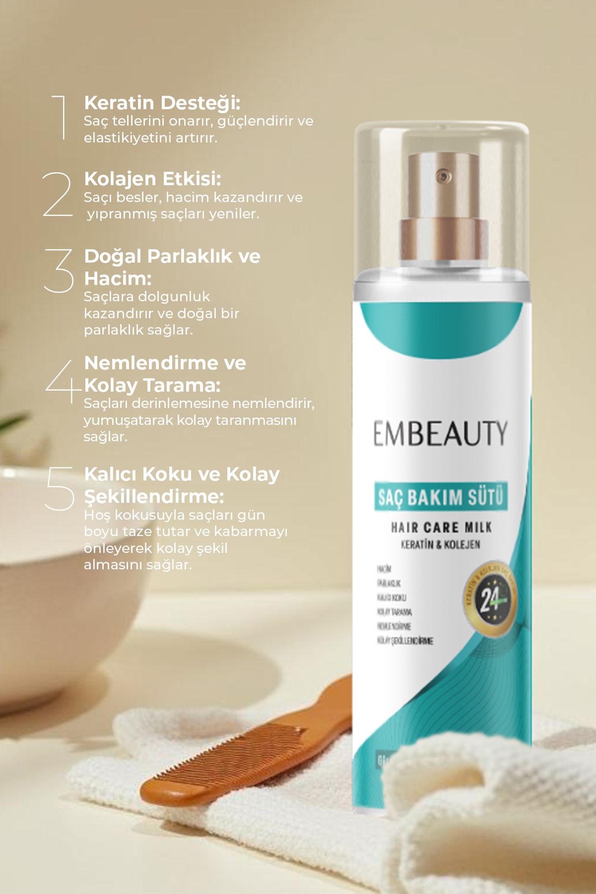 Embeauty Besleyici Keratin Kolajen Saç Bakım Sütü ML