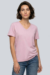 Brix Kadın %100 Pamuk V Yaka T-Shirt Lila - Siyah