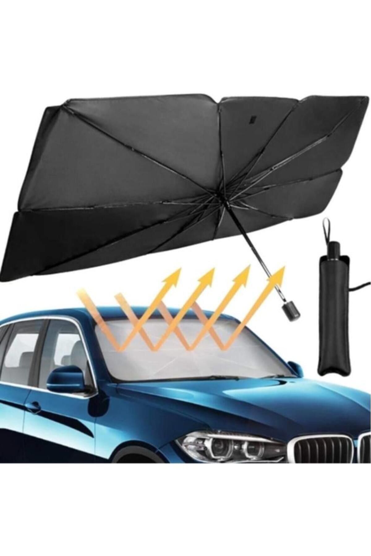 Ally Mobile Ally Araba Güneş Gölge Koruyucu Şemsiye Oto Ön Cam Güneşlik(145cm*79cm) Siyah,gri