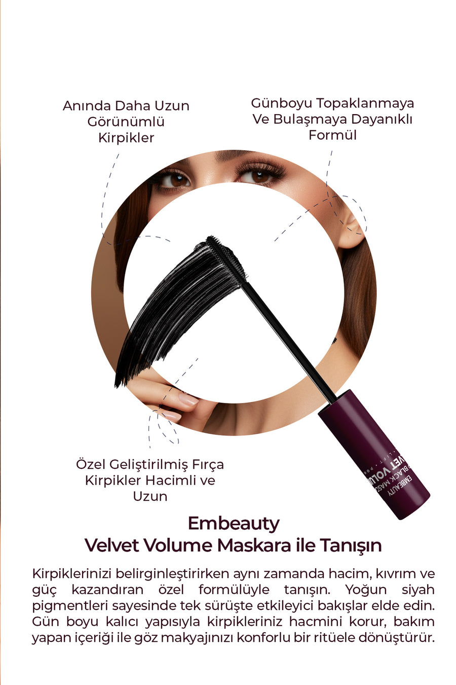 Embeauty Ultra Siyah Dolgunlaştırıcı Maskara – Hacim ve Uzunluk Etkili