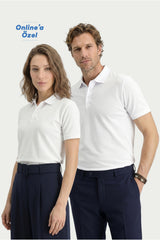Kiğılı Polo Yaka Regular Fit Nakışlı Pamuklu Tişört - Siyah