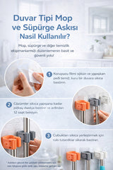 BEYZANA 1 Adet Paspas Süpürge Fırça ve Mop Askısı Sap Tutucu Mutfak Askı