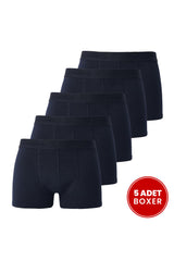 Tudors Erkek 5'li Pamuklu Likralı Esnek Kumaş Boxer - Lacivert