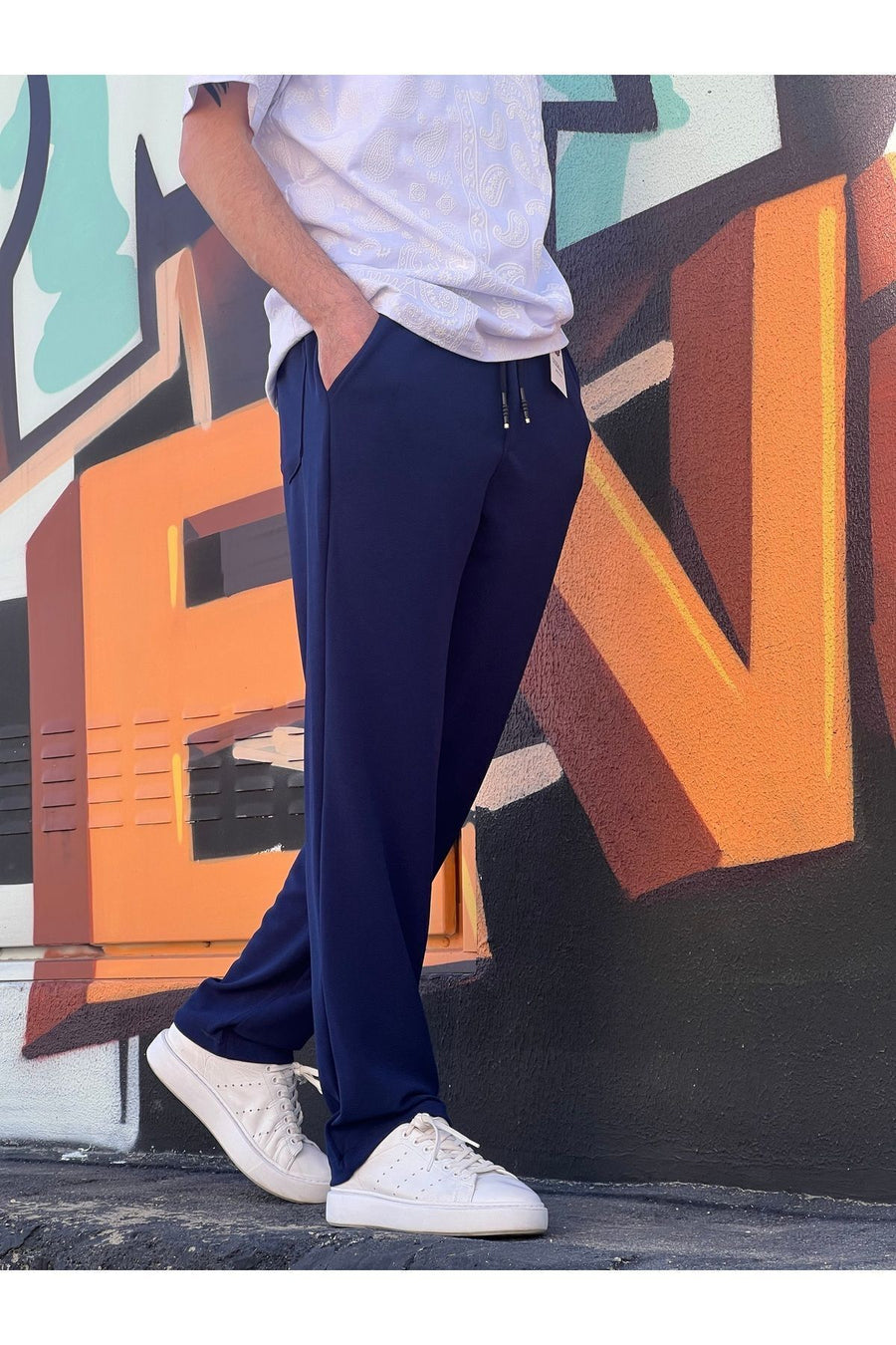 ElitWear Yeni Sezon Rahat Kalıp Esnek Kumaş Beli Lastikli Baggy Pantolon - Gri