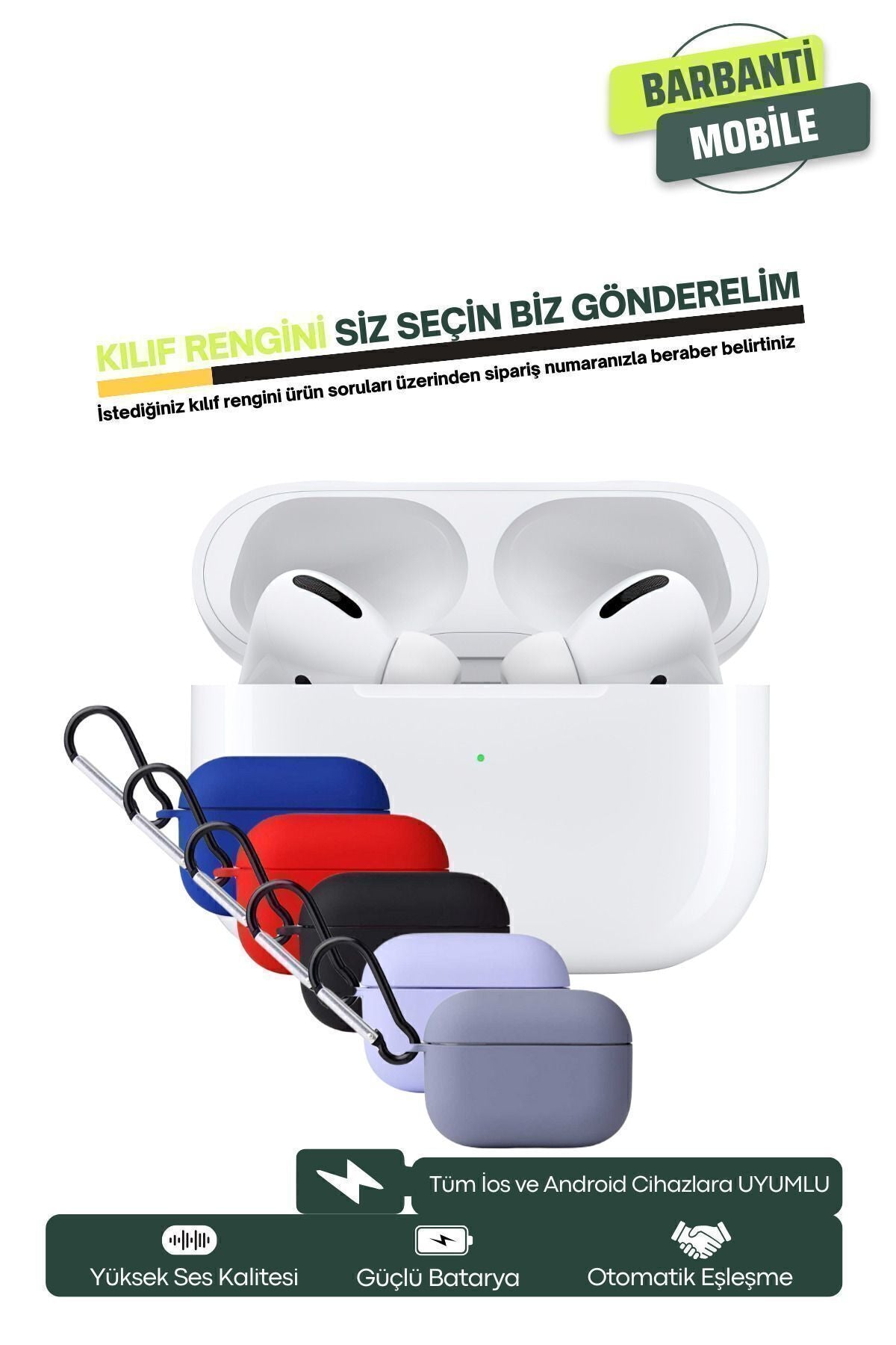 Barbanti Mobile Pro Ios Android Uyumlu Kablosuz Bluetooth Kulaklıkarışık Renkılıf Hediyeli - Görsel 2