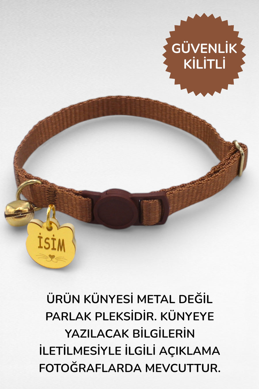 CARAMELOS İSİMLİ KEDİ TASMASI KEDİ İSİMLİK KİŞİYE ÖZEL-EKO SERİSİ