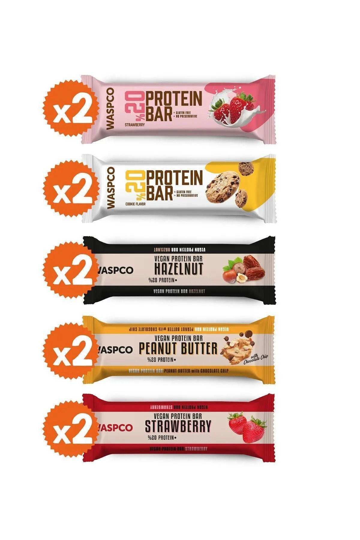 Waspco Protein Bar Karma Kutu 40g X 10 Adet (5 ÇEŞİT)