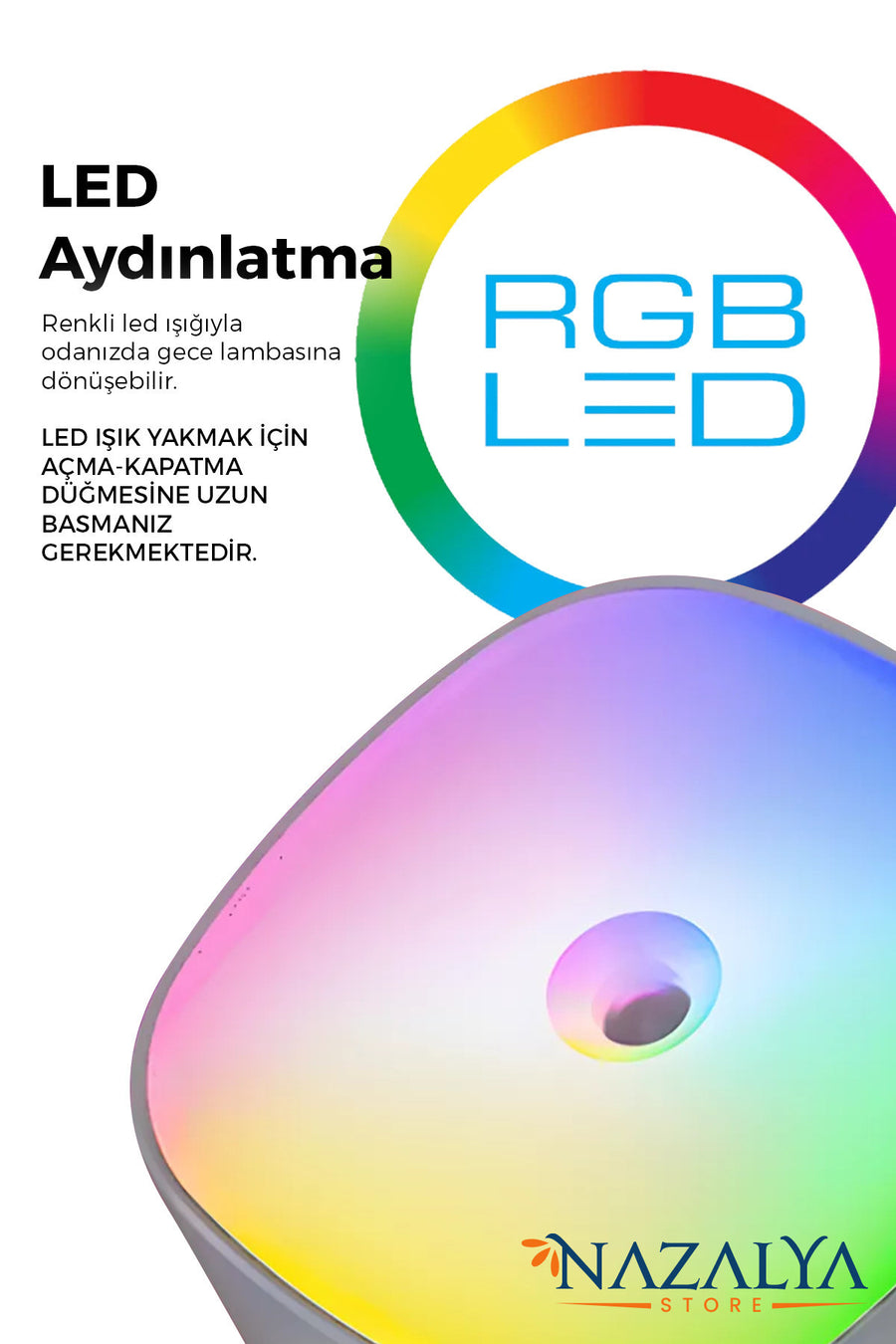 Nazalya 400 ml Ultrasonik Hava Nemlendirici Buhar Makinesi Ve Aroma Difüzörü - Gri Renk