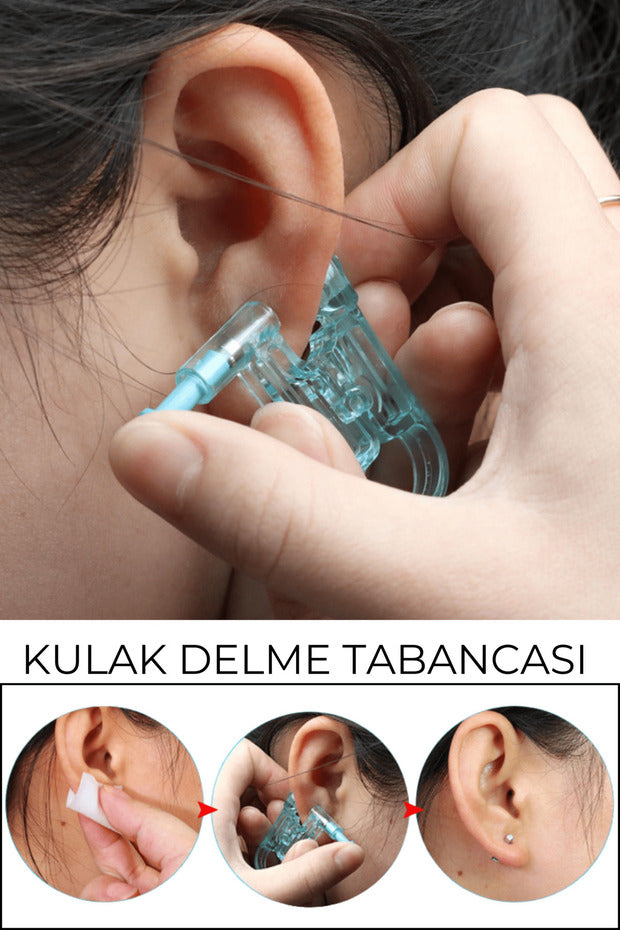Kinlee Tek Kullanımlık Ağrısız Kulak Delme Tabancası Piercing Küpe Tabancası Küpesi İle Birlikte