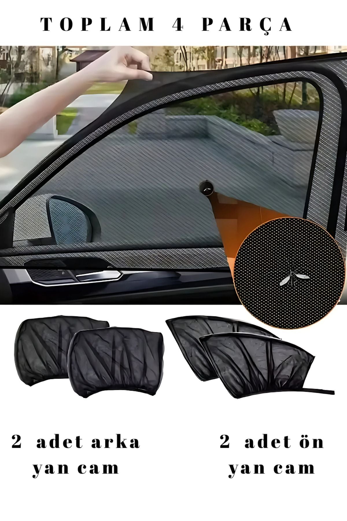 figiza Araba Ön-Arka Yan Cam Güneşlik UV Önleyici Araç Bebek Emzirme Perdesi Araç Sineklik Perde 4 Parça - #049B24 2