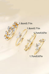 The Collection 4'lü Kombin Kelebek Çiçek Detaylı Eklem Gold Taşlı Yüzük Set - Fiyatı, Yorumları