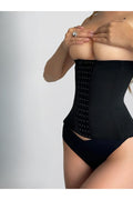 MİSTİRİK Tvigoso Model 4 Aşamalı Askısız Latex Göbek Sıkılaştırıcı Ve Inceltici Korse Siyah Renk