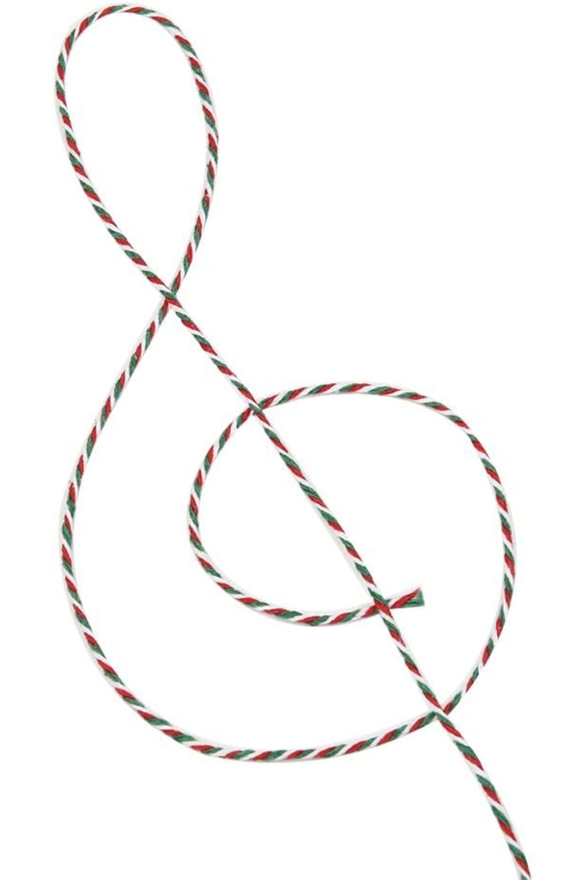 Dekals 10 Metre Kırmızı-Yeşil-Beyaz Bileklik İpi Hediye Süsleme İpi Marteniçka Paket İpi