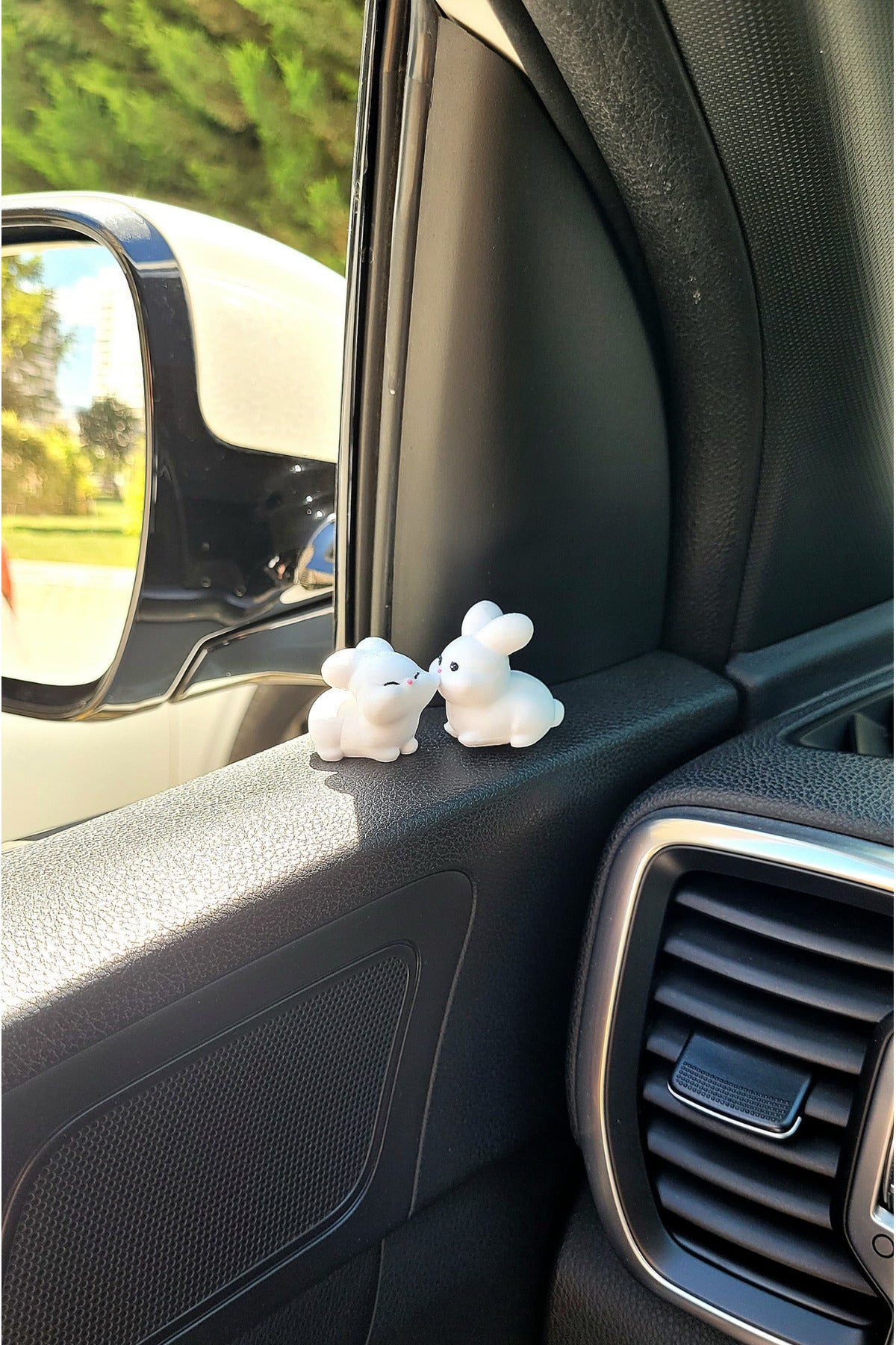 Genel Markalar Tatlı Tavşan Çift Sert Plastik Araba Süsü, Çift Hediye, Minik Süs, Tavşan Çift