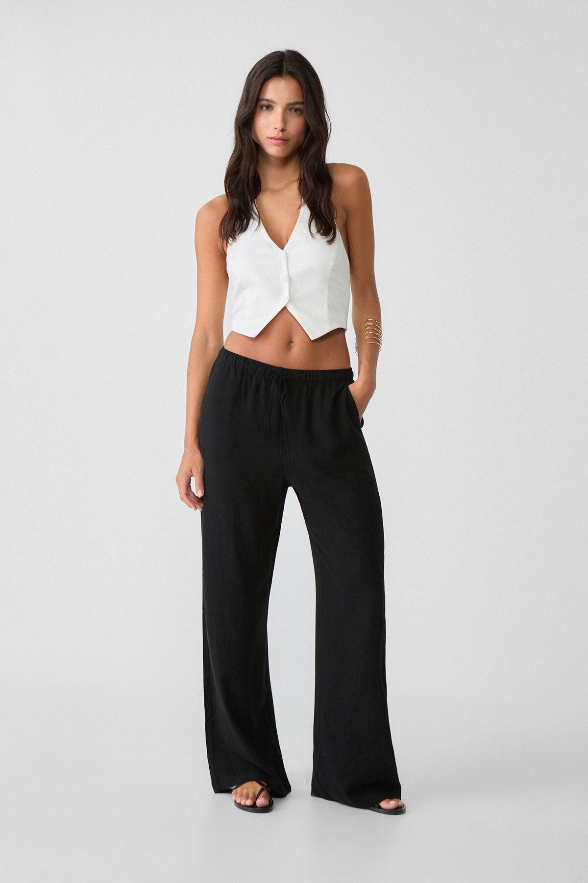 Stradivarius Keten Karışımlı Bol Kesim Pantolon