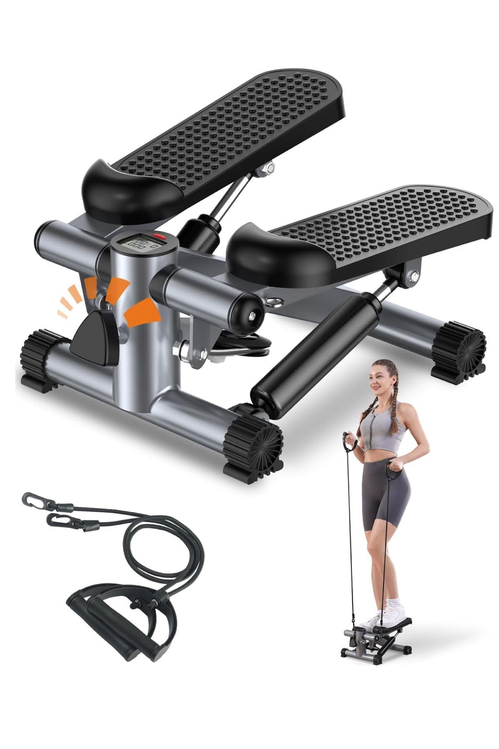 kochler Direnç Lastikli Mini Stepper Egzersiz Aleti -Kaymaz Pedallı Kardiyo Cihazı