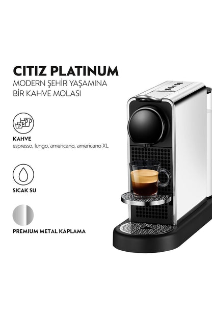 Nespresso CCitiz Platinum Kahve Makinesi ,Paslanmaz Çelik