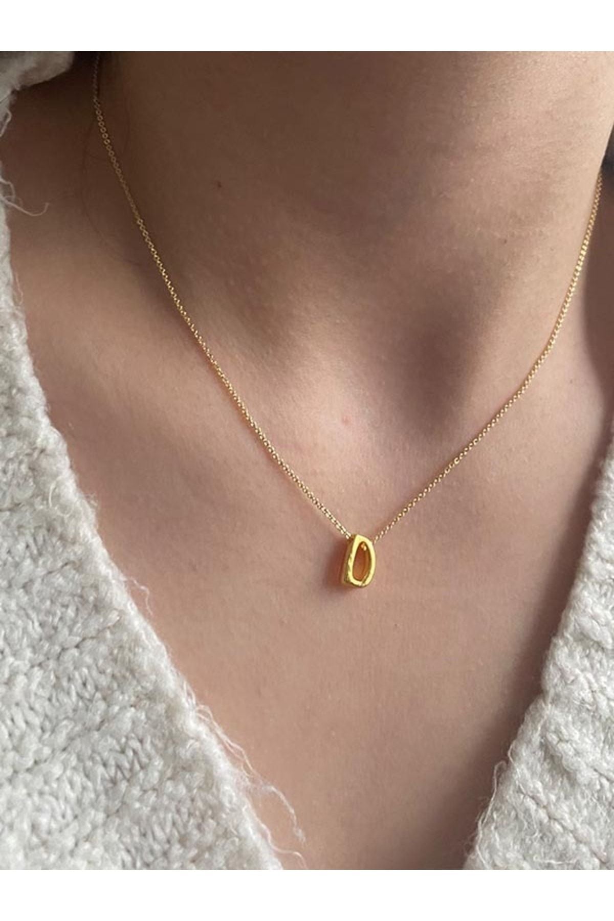 KARACA DESİGN Harfli Kolye Gold Zincir - Altın 4