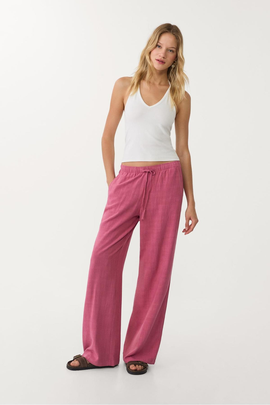 Stradivarius Keten Karışımlı Bol Kesim Pantolon