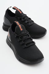 Tonny Black Unisex Siyah Beyaz Nefes Alabilen Kumaş Poli Taban Bağcıklı Spor Ayakkabı - Siyah