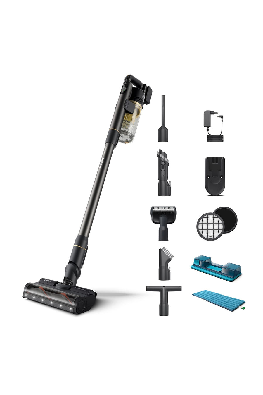 Philips 7000 Serisi Aqua 25.2 V Kablosuz Dik Süpürge, PowerCyclone 12, 80 dk'ya Kadar Şarj, XC7057/01 - Siyah