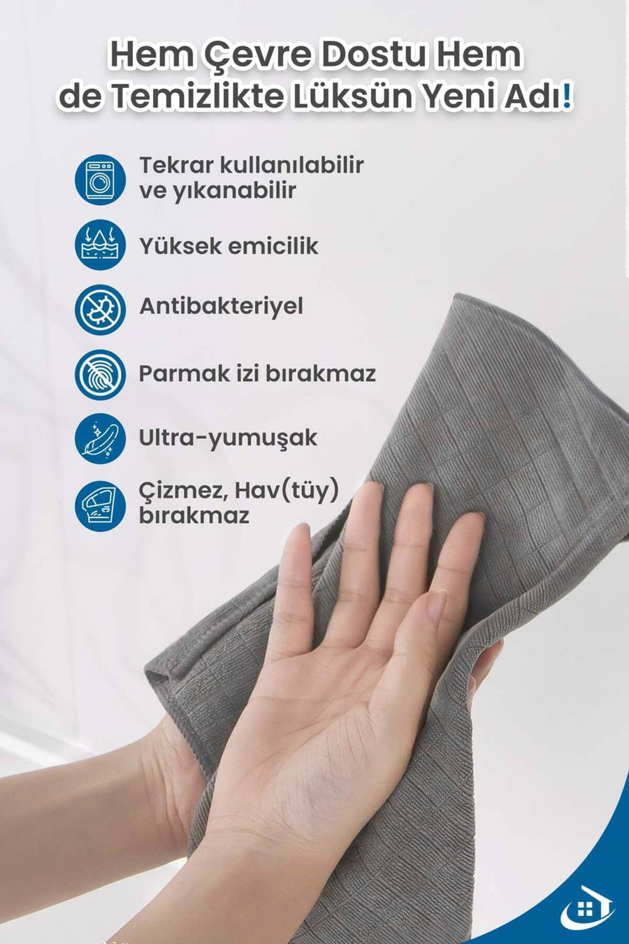 Pella 3'lü ithal Mutfak Bezi (MİKROFİBER) , Gri (40 CM X 40 CM)