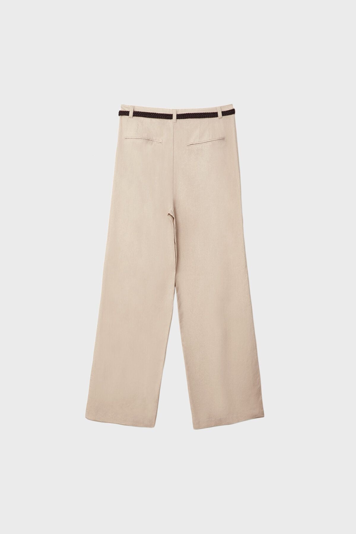 Stradivarius Kemerli keten karışımlı pantolon