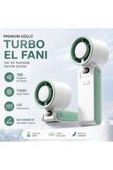 TARÇIN Y19S Taşınabilir Turbo Fan 199 Kademe Dijital Ekranlı Şarjlı El Fanı Boyun Askılı Masaüstü Mini Vantilatör Type-C