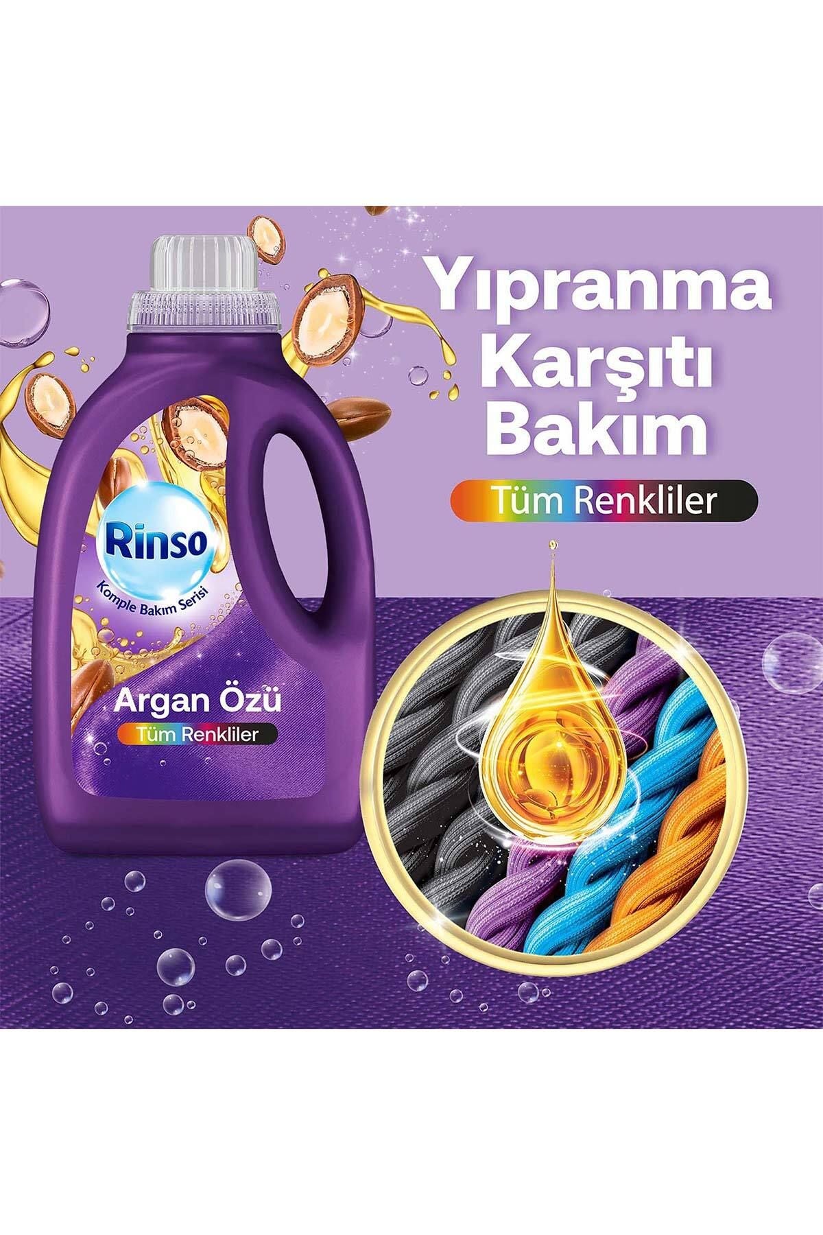 Rinso Sıvı Çamaşır Deterjanı Komple Bakım Serisi Argan Özü Tüm Renkliler Için L X - Görsel 4