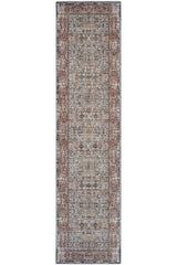Cool Halı Hanedan Krem Klasik Desenli Çiçekli Yolluk Otantik Bohem Vintage Koridor Giriş Uzun Antre Hol Halısı - Gri